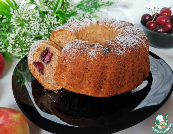 Яблочный кекс с черешней