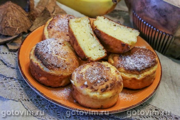 Творожные кексы с кокосовой стружкой в формочках