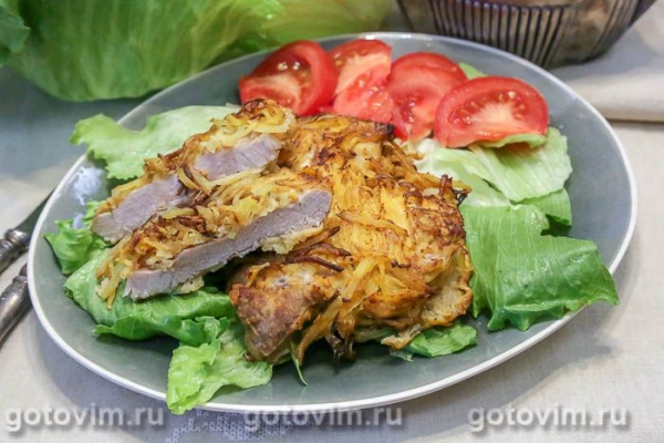 Отбивные из свинина в панировке картофельной стружки Отбивные из свинина в панировке картофельной стружки