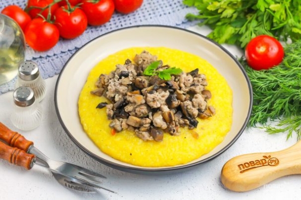 Мясной фарш с грибами