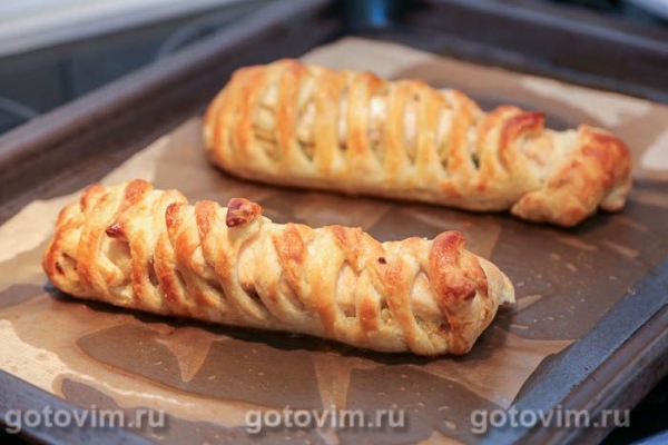 Пирог с капустой и лососем из готового слоеного теста Пирог с капустой и лососем из готового слоеного теста