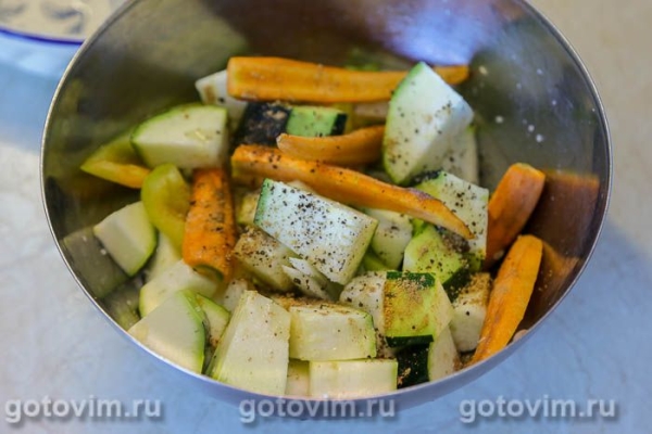 Овощи, запеченные с чечевицей