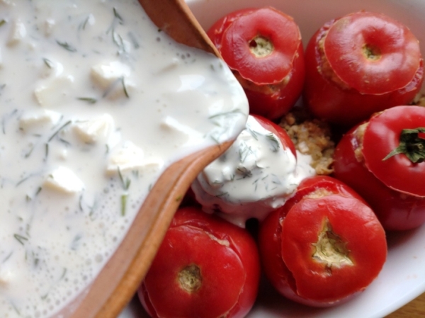 Помидоры фаршированные грибами, фаршем и кускусом Помидоры фаршированные грибами, фаршем и кускусом