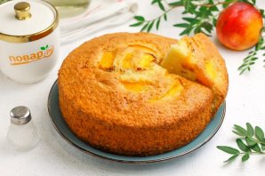Творожный пирог с персиками Творожный пирог с персиками