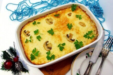 Картофель под жюльеном с курицей и грибами Картофель под жюльеном с курицей и грибами