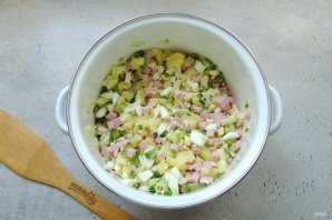 Окрошка на воде с уксусом и майонезом Окрошка на воде с уксусом и майонезом