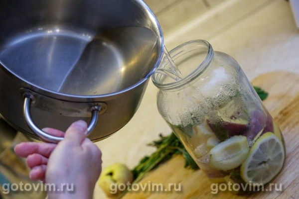 Компот мохито с яблоками, мятой и лимоном Компот мохито с яблоками, мятой и лимоном