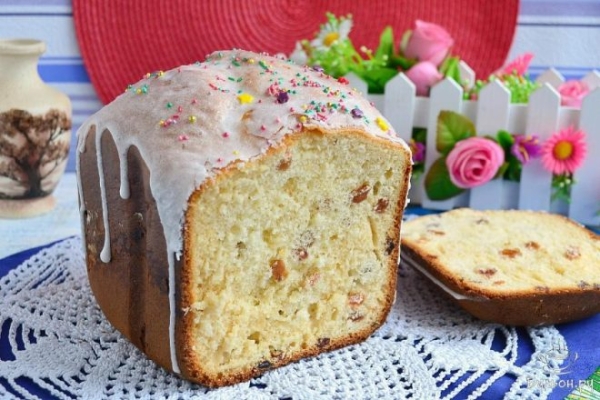 Творожный кулич с изюмом в хлебопечке