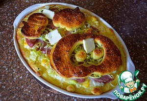 Пирог с рисом, тыквой и колбасой Пирог с рисом, тыквой и колбасой