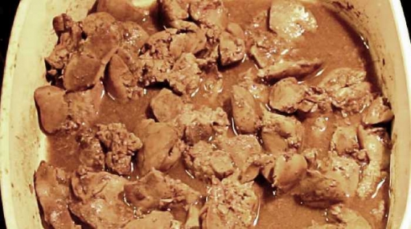 
Куриная печень в духовке в сметанном соусе без обжарки	