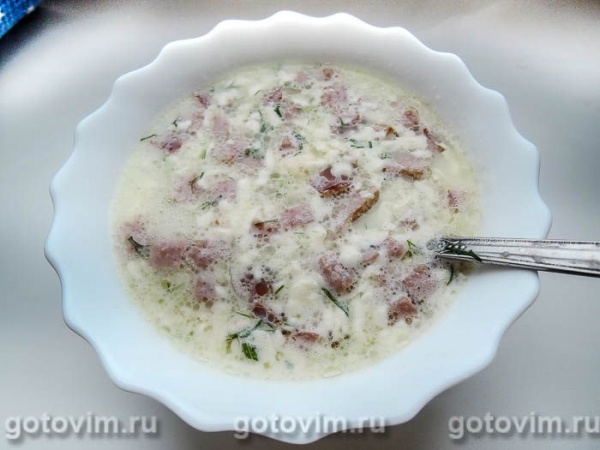 Сырный суп с колбасой Сырный суп с колбасой