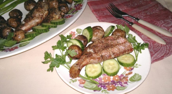 Морской окунь с шампиньонами, пошаговый рецепт с фото