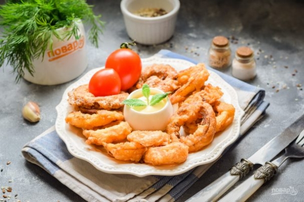 Луковые кольца в кляре Луковые кольца в кляре