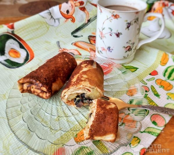 Рецепт: Блинчики с картофелем и грибами - Для любителей фаршированных блинчиков