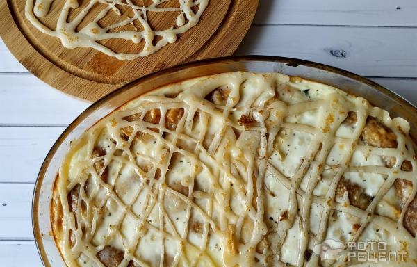 Рецепт: Пирог из блинных рулетов - с куриной печенью Рецепт: Пирог из блинных рулетов - с куриной печенью