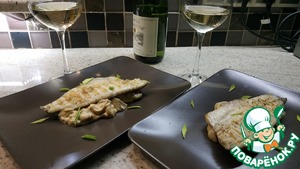 Сибас с белым вином и грибами Сибас с белым вином и грибами