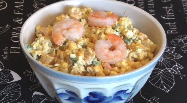 Салат кукурузный с креветками, пошаговый рецепт с фото Салат кукурузный с креветками, пошаговый рецепт с фото