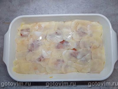 Гратен из картофеля с беконом и сыром Гратен из картофеля с беконом и сыром