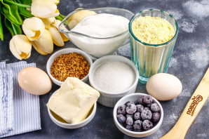 Пирог с голубикой и сметанной заливкой Пирог с голубикой и сметанной заливкой