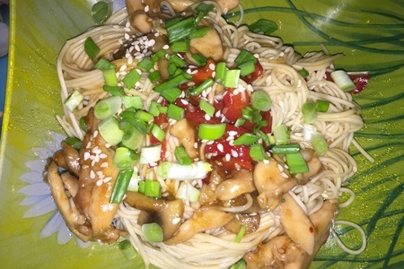 Лапша удон с курицей и овощами в соусе терияки Лапша удон с курицей и овощами в соусе терияки