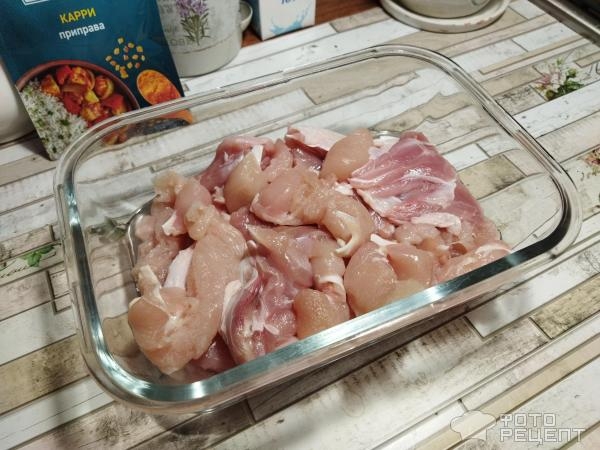 Рецепт: Курица карри с овощами - кабачками и ананасами Рецепт: Курица карри с овощами - кабачками и ананасами