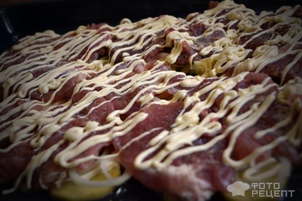 Рецепт: Мясо по-французски со свининой - В духовке