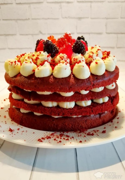 Рецепт: Торт "Красный бархат" - из готовой смеси с чиз-кремом