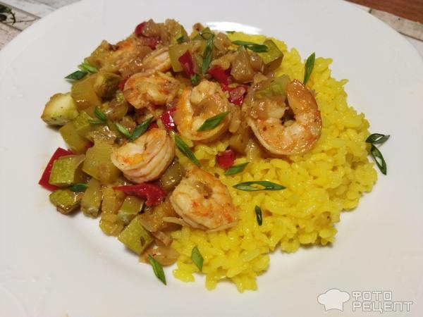 Рецепт: Тушеные кабачки - с креветками, на сковороде по-простому Рецепт: Тушеные кабачки - с креветками, на сковороде по-простому