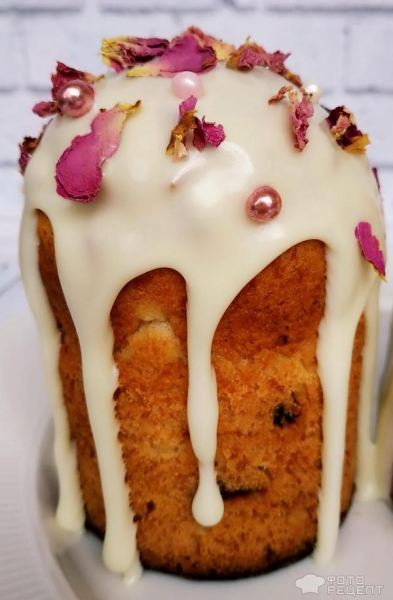 Рецепт: Творожный кулич - без дрожжей, с безбелковой глазурью. Встречаем праздники.