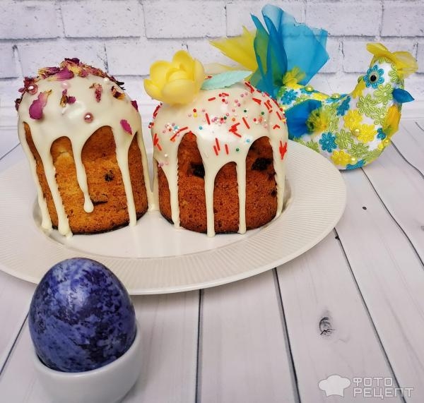 Рецепт: Творожный кулич - без дрожжей, с безбелковой глазурью. Встречаем праздники.