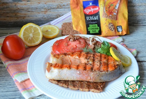 Сёмга с хлебцами-гриль и томатным гарниром