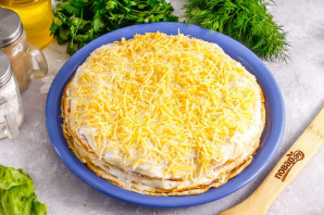 Блинный торт с ветчиной и сыром Блинный торт с ветчиной и сыром