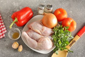 Чахохбили из курицы с болгарским перцем Чахохбили из курицы с болгарским перцем