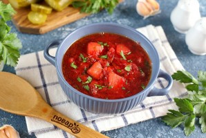 Борщ без капусты с солеными огурцами Борщ без капусты с солеными огурцами