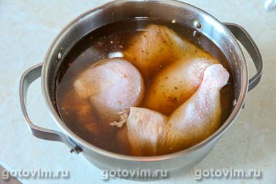 Курица в двойном маринаде, запеченная духовке