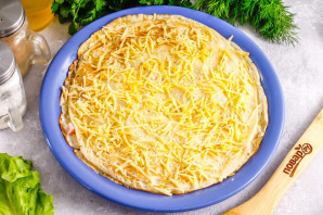 Блинный торт с ветчиной и сыром Блинный торт с ветчиной и сыром