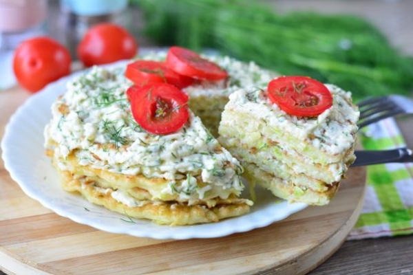 Кабачковый торт с плавленым сыром Кабачковый торт с плавленым сыром