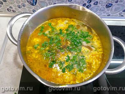 Куриный суп с овощами и вареным яйцом