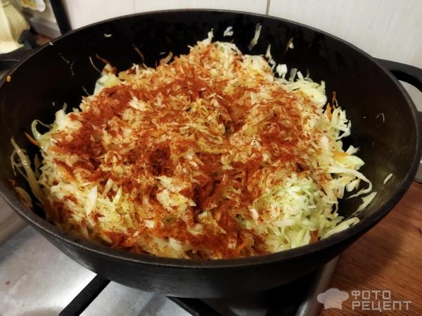 Рецепт: Капуста тушеная с овощами - и молоком и копчённой паприкой Рецепт: Капуста тушеная с овощами - и молоком и копчённой паприкой