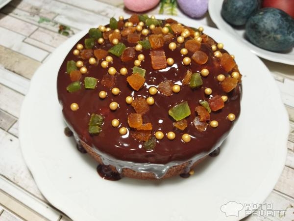 Рецепт: Кулич на кефире - с цукатами, без дрожжей, готовимся к Пасхе, просто и быстро