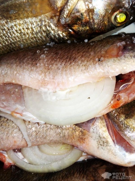 Рецепт: Окунь речной запеченый - "Ленивый" окунь с рукколой и луком, запеченный в пакете Рецепт: Окунь речной запеченый - "Ленивый" окунь с рукколой и луком, запеченный в пакете