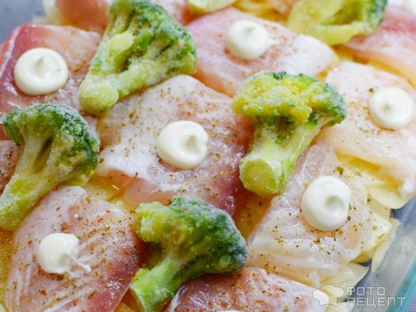 Рецепт: Пангасиус запеченый с картофелем - и брокколи. Вкусно и питательно! Рецепт: Пангасиус запеченый с картофелем - и брокколи. Вкусно и питательно!