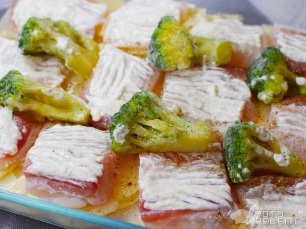 Рецепт: Пангасиус запеченый с картофелем - и брокколи. Вкусно и питательно! Рецепт: Пангасиус запеченый с картофелем - и брокколи. Вкусно и питательно!