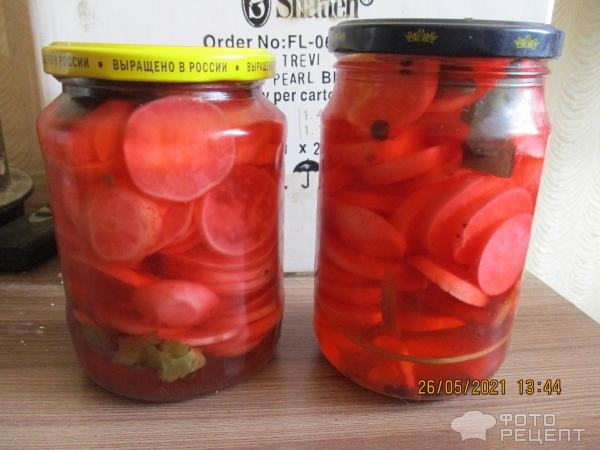 Рецепт: Редис маринованный - с чесноком Рецепт: Редис маринованный - с чесноком