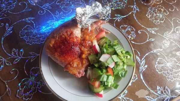 Рецепт: Рождественская утка с яблоками - с яблочным вареньем