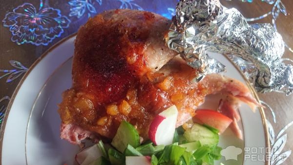 Рецепт: Рождественская утка с яблоками - с яблочным вареньем