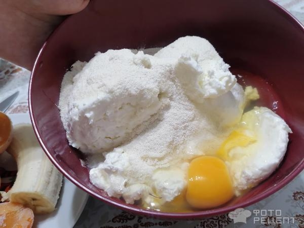 Рецепт: Запеканка творожно-фруктовая - без сахара Рецепт: Запеканка творожно-фруктовая - без сахара