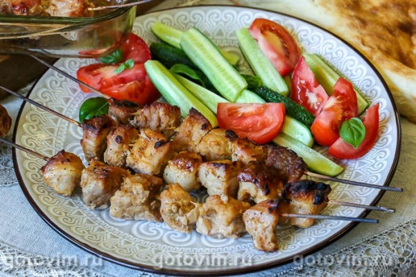 Мясо на шпажках в духовке, запеченное в рукаве Мясо на шпажках в духовке, запеченное в рукаве