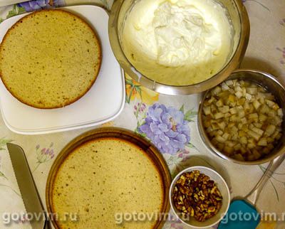 Торт с грушей и творожным кремом в мультиварке Торт с грушей и творожным кремом в мультиварке