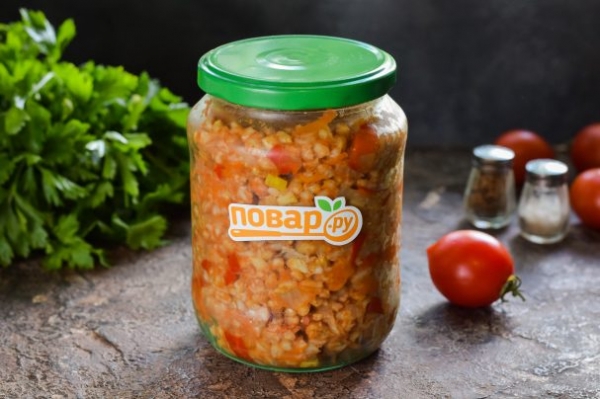 Овощной салат с перловкой на зиму